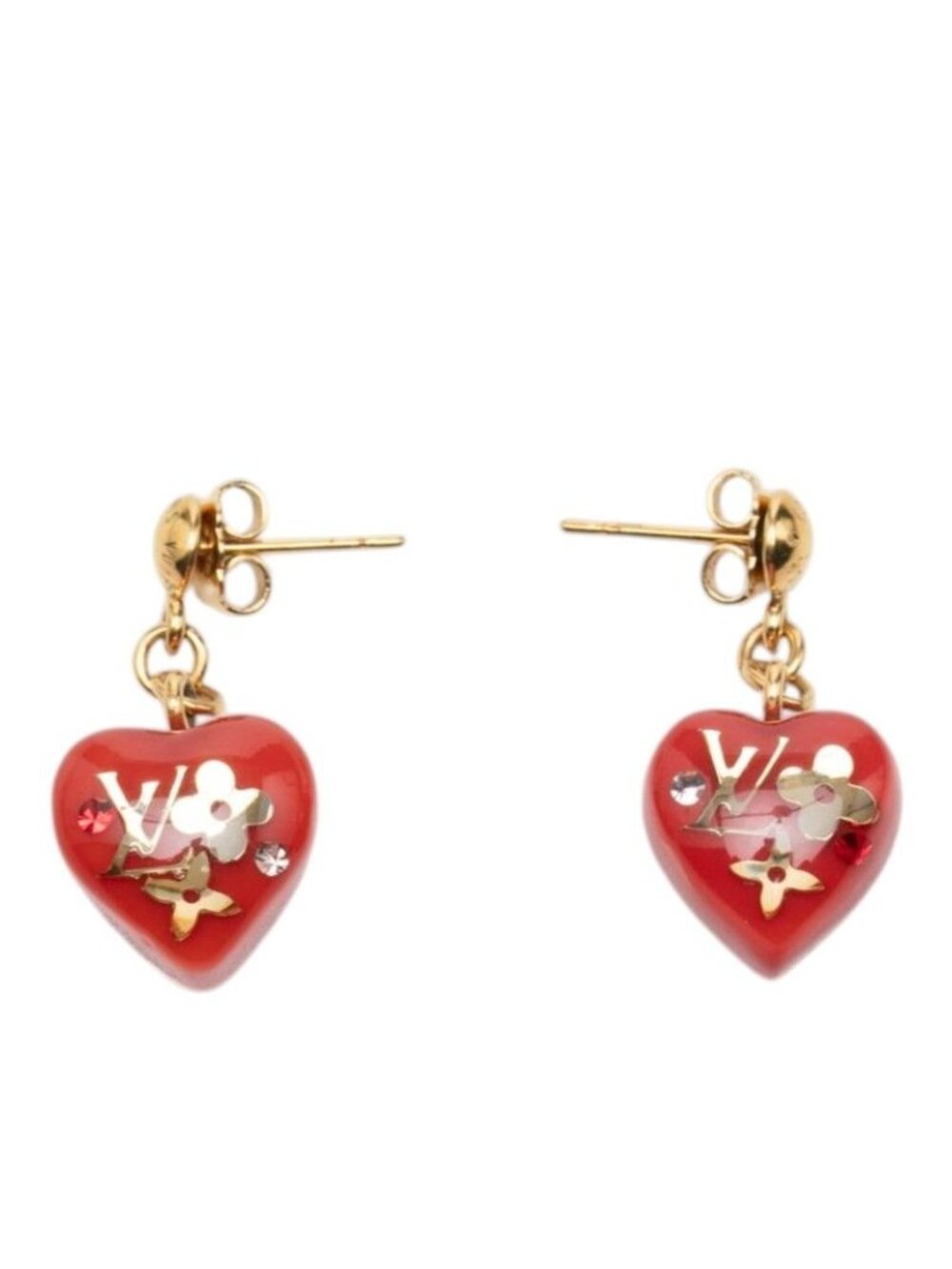 Louis Vuitton Boucledreuil Cool Inclusion Stud Swing Earrings Red Gold Plated